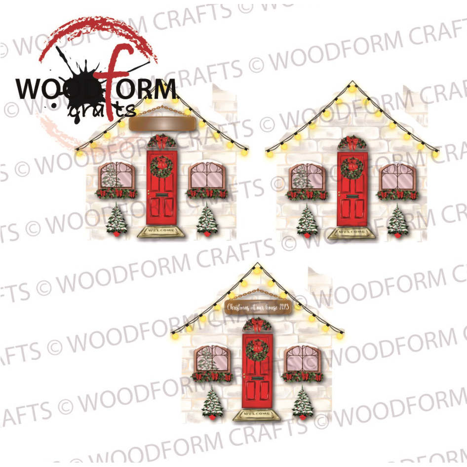 CHRISTMAS THEMED 10CM HANGING HOUSES PNG DIGITAL DOWNLOAD FILE (PACK OF 3)