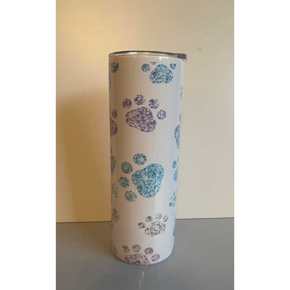 GLITTER PAWS SUBLIMATED 20oz SKINNY TUMBLER