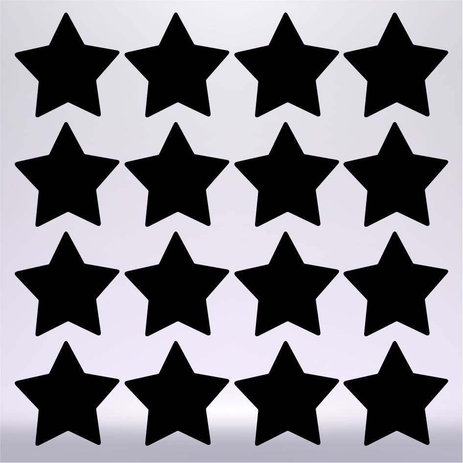 16 X 2.5CM VINYL STAR EMBELLISHMENTS