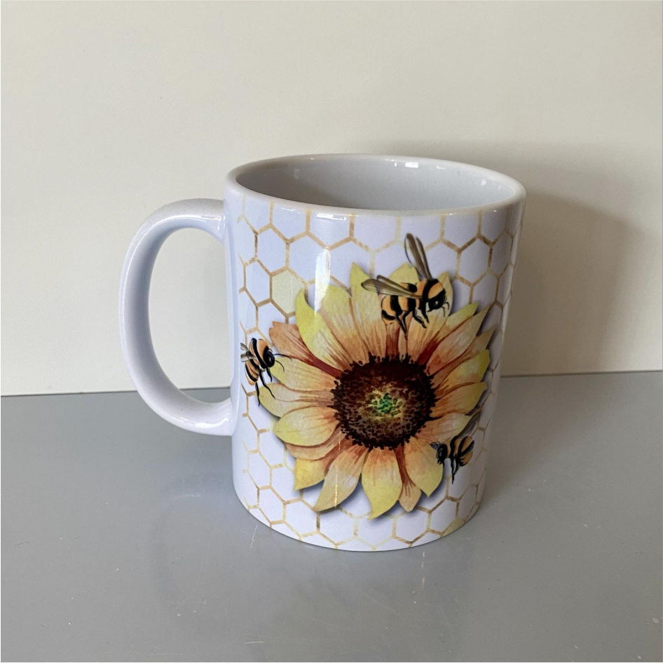 SUBLIMATED BEE & SUNFLOWER MUG