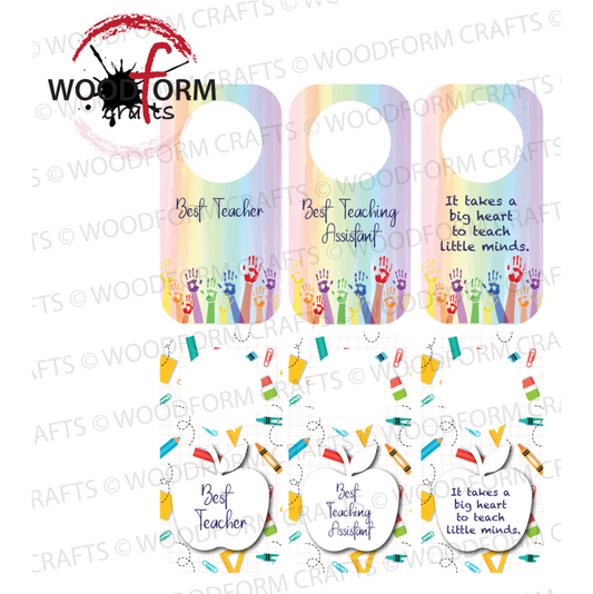 MIXED TEACHER BOTTLE TAG PNG DIGITAL DOWNLOAD FILE (PACK OF 6)