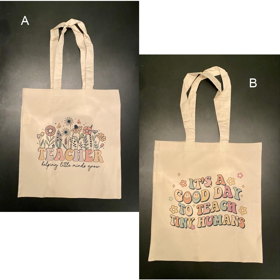 SUBLIMATED TEACHER NATURAL COLOURED TOTE BAG