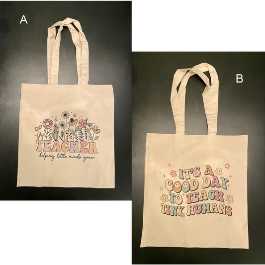 SUBLIMATED TEACHER NATURAL COLOURED TOTE BAG