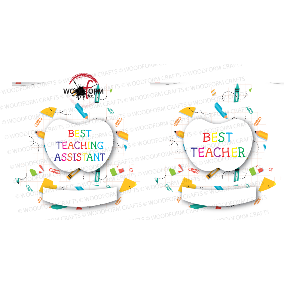 TEACHERS DESIGN FOR APPLE WITH BANNER PNG DIGITAL FILE (PACK OF 2)