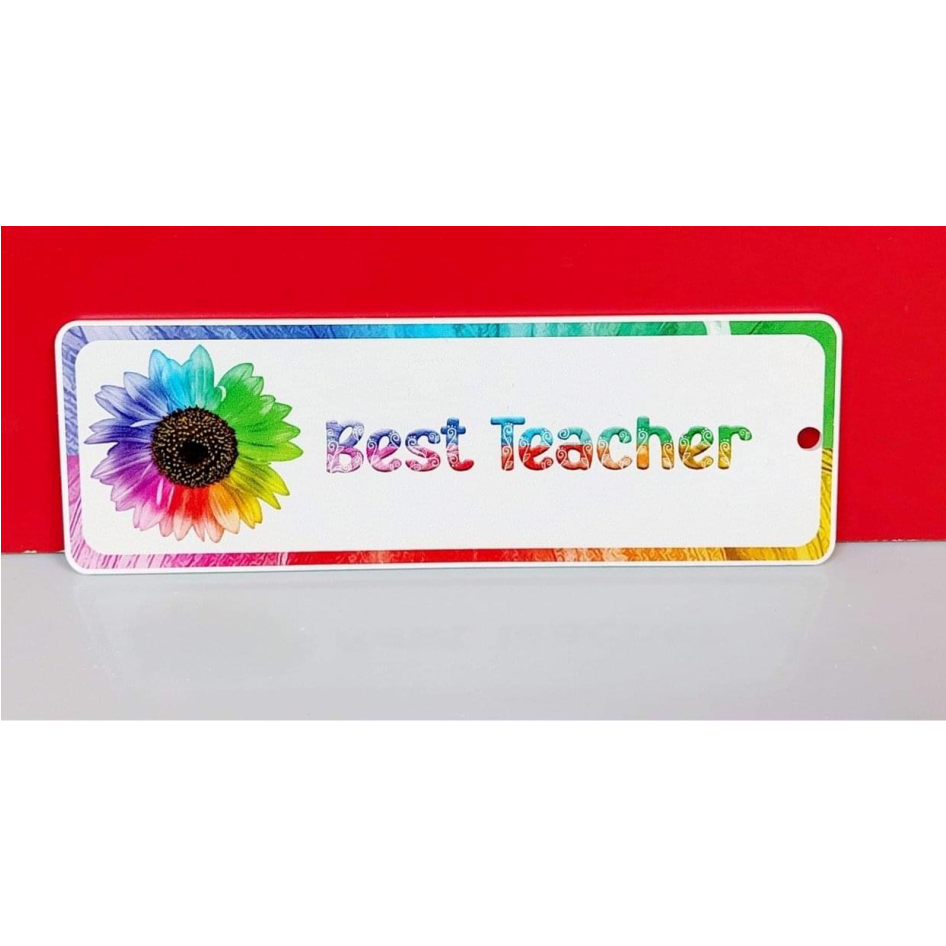 PRINTED ‘BEST TEACHER’ FLOWER VINYL FOR CENTRE HOLE BOOKMARK (WC1592)