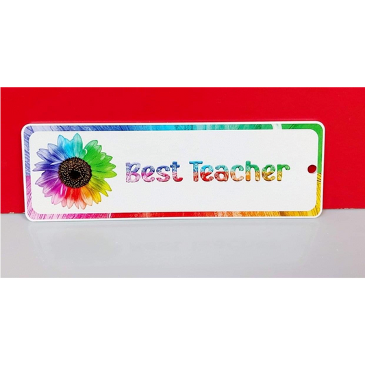 PRINTED ‘BEST TEACHER’ FLOWER VINYL FOR CENTRE HOLE BOOKMARK (WC1592)