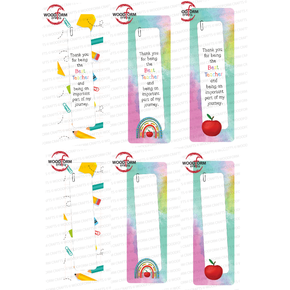 MIXED TEACHERS BOOKMARK PNG DIGITAL FILE (PACK OF 6)