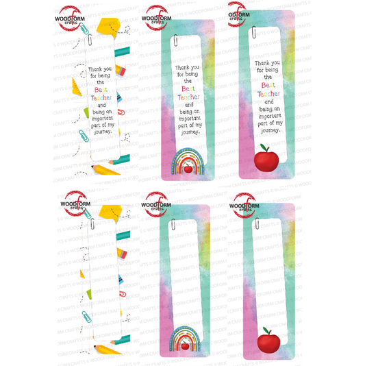 MIXED TEACHERS BOOKMARK PNG DIGITAL FILE (PACK OF 6)