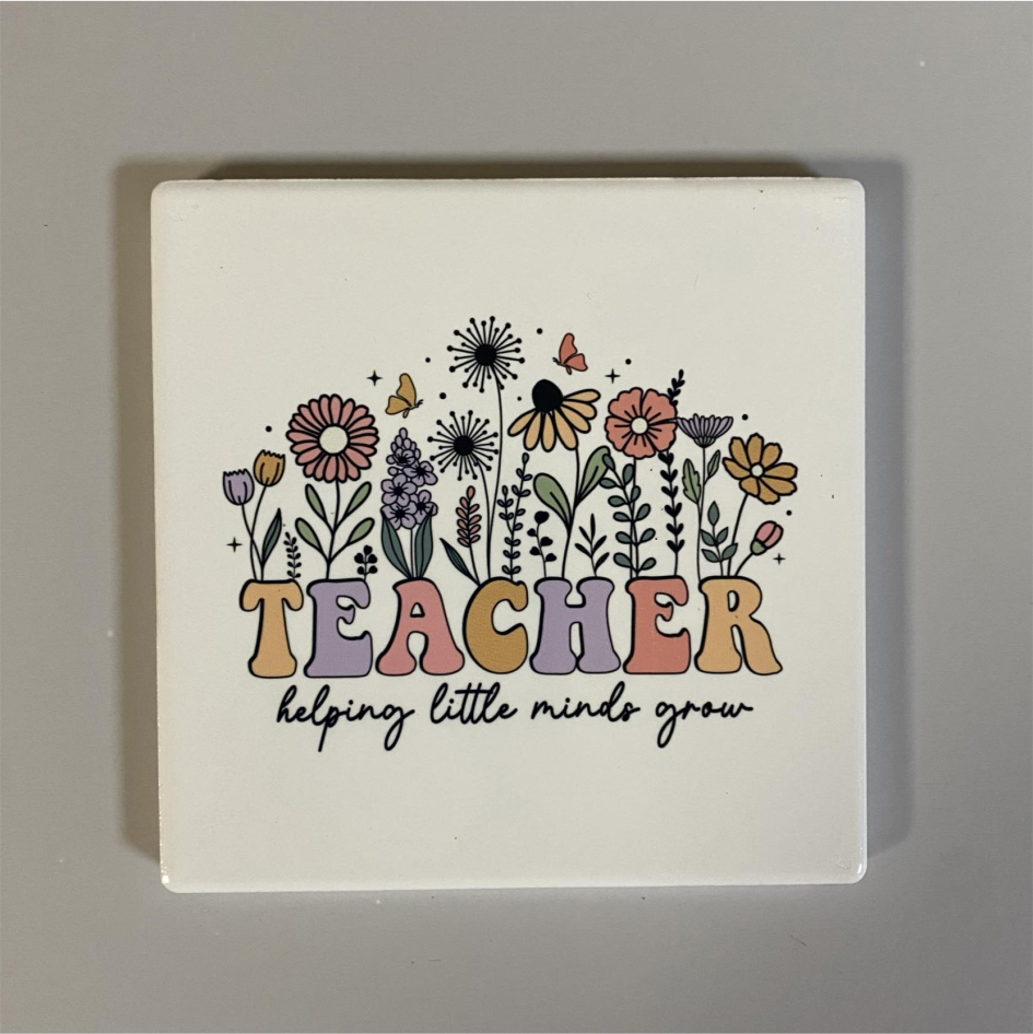 WILDFLOWER TEACHER SQUARE CERAMIC COASTER