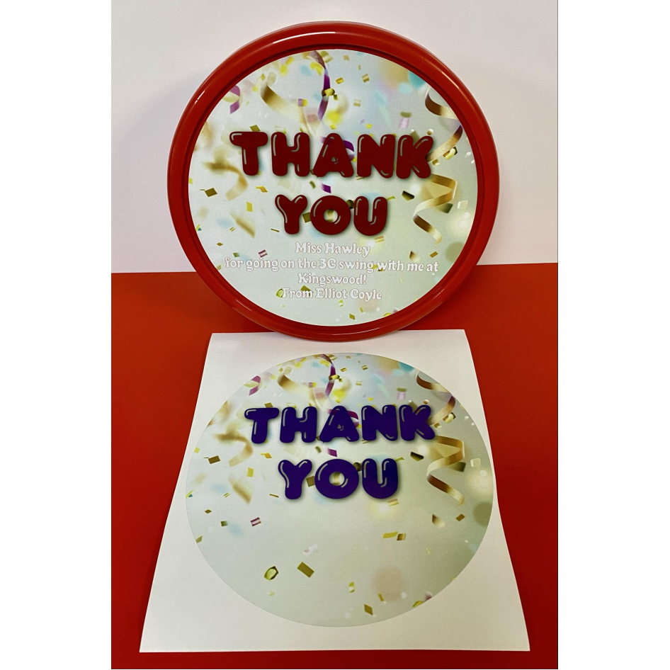 CONFETTI THANK YOU CHOCOLATE TUB PEEL & STICK PRINTED VINYL