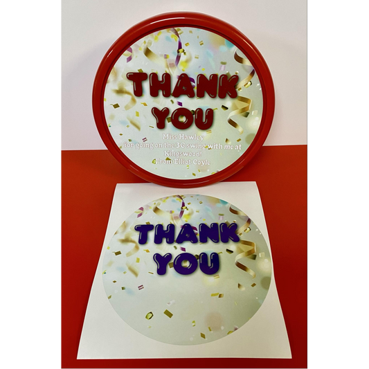 CONFETTI THANK YOU CHOCOLATE TUB PEEL & STICK PRINTED VINYL