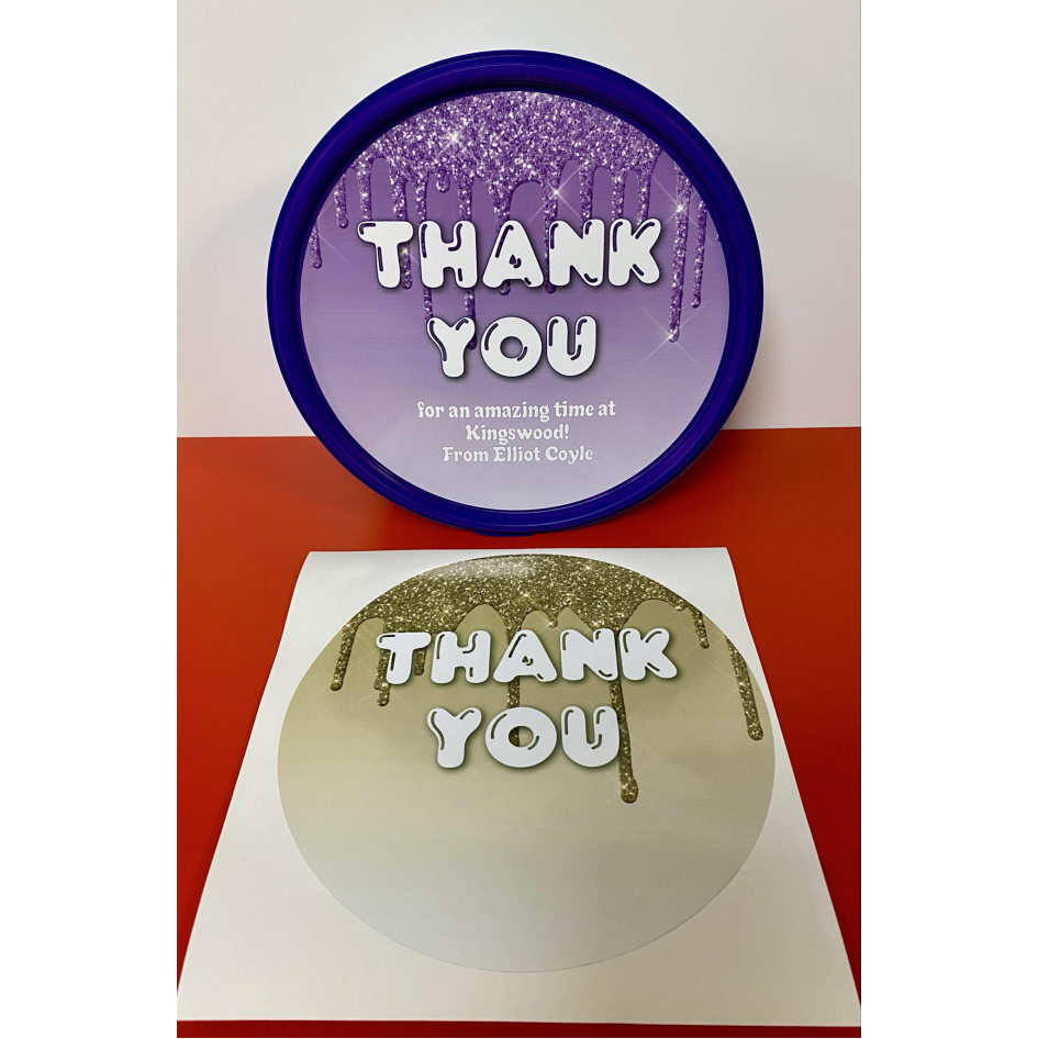 GLITTER DRIPTHANK YOU CHOCOLATE TUB PEEL & STICK PRINTED VINYL