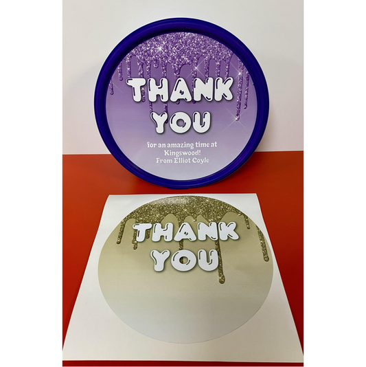 GLITTER DRIPTHANK YOU CHOCOLATE TUB PEEL & STICK PRINTED VINYL