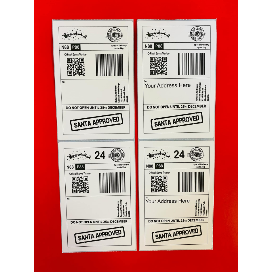 CHRISTMAS POSTAL THERMAL LABEL - PACK OF 5