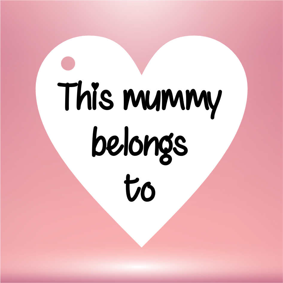 PERSONALISED 'THIS MUMMY BELONGS TO' VINYL (FONT 2[CH]) FOR 6CM HEART KEYRING