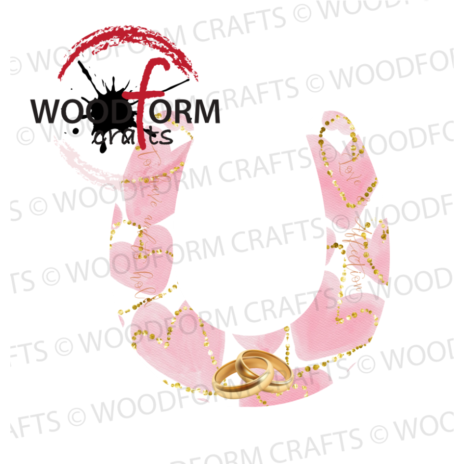 WEDDING DESIGN FOR 15CM HORSESHOE PNG DIGITAL DOWNLOAD FILE (WC1935)