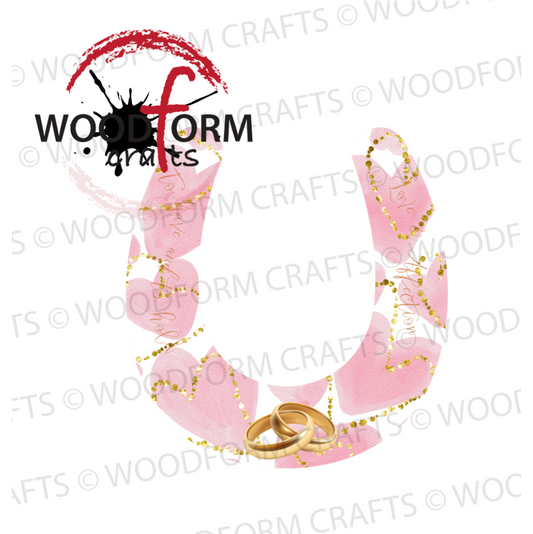 WEDDING DESIGN FOR 15CM HORSESHOE PNG DIGITAL DOWNLOAD FILE (WC1935)