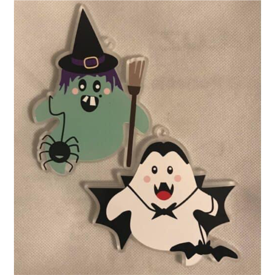 PRINTED VINYL HALLOWEEN GHOST AND WITCH DESIGN (WC1689/90)