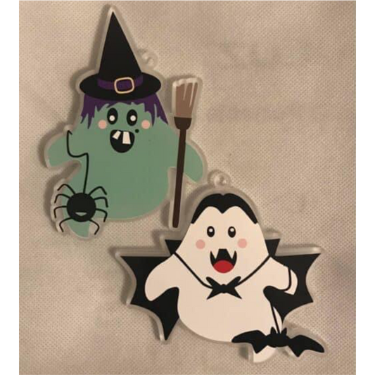 PRINTED VINYL HALLOWEEN GHOST AND WITCH DESIGN (WC1689/90)