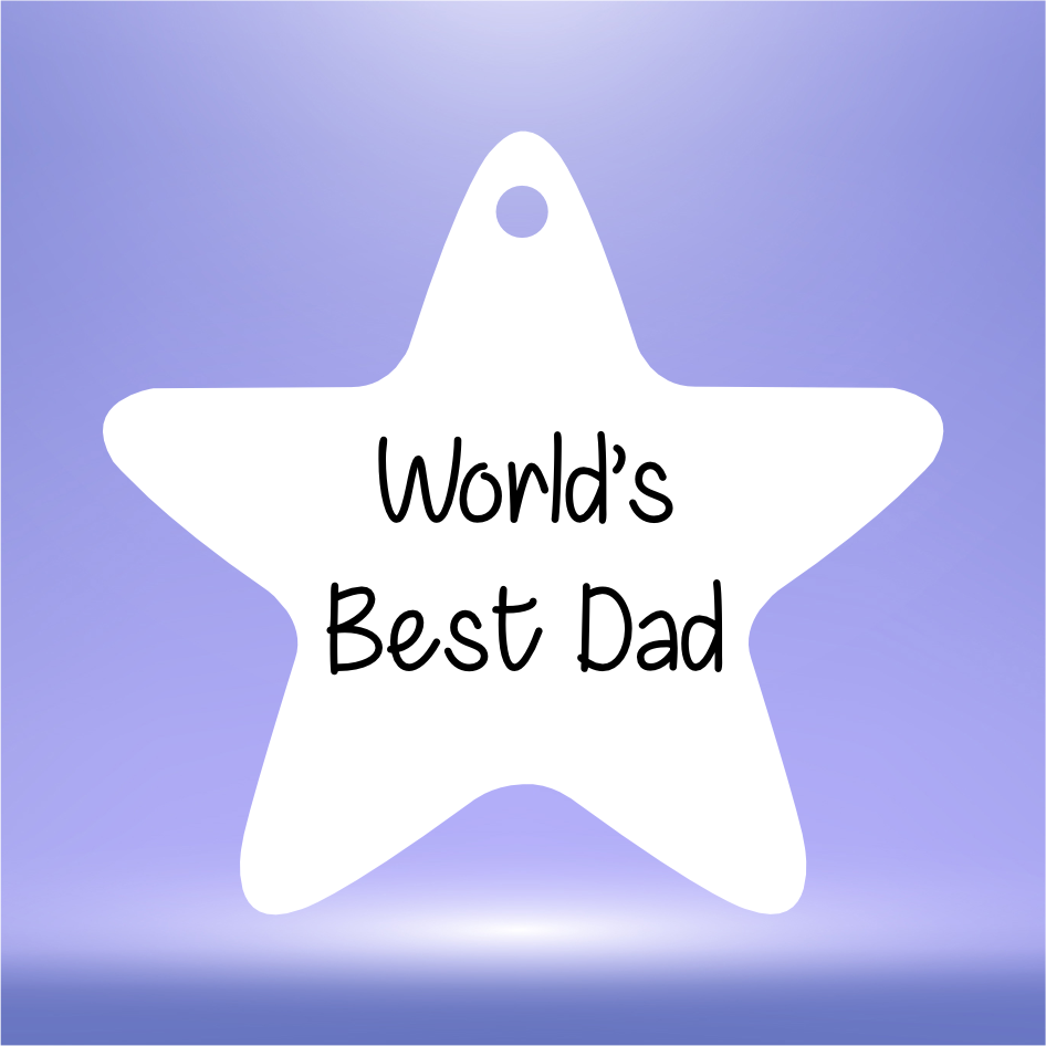 PERSONALISED ‘WORLD’S BEST DAD’ VINYL FOR 6.4CM STAR KEYRING (WC1627/22)