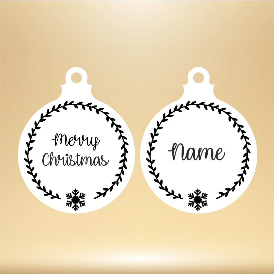 PERSONALISED VINYL WREATH FOR 10CM CHRISTMAS BAUBLE