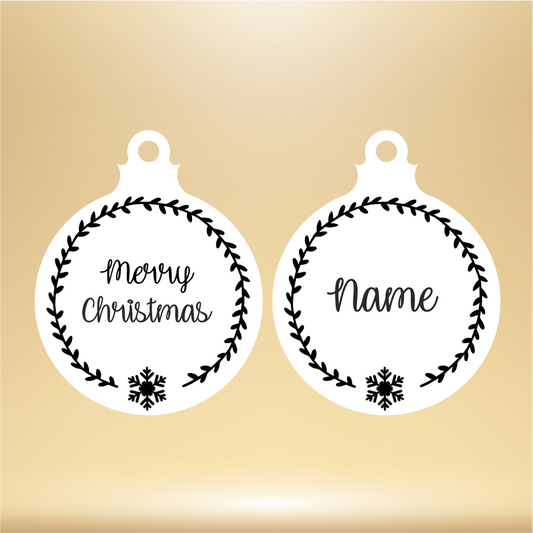 PERSONALISED VINYL WREATH FOR 10CM CHRISTMAS BAUBLE