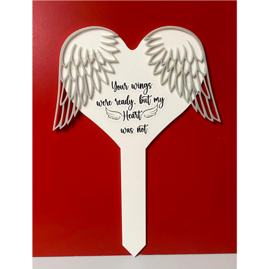 PRINTED VINYL WINGS QUOTE FOR HEART GRAVEMARKER WITH WINGS (WC1763)